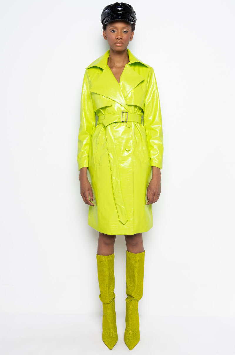 HEARTS ON FIRE NEON CROC TRENCH JACKET