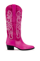 IGGY METALLIC WESTERN STYLE BELOW THE KNEE BOOT IN FUCHSIA