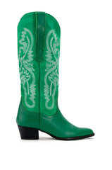 IGGY METALLIC WESTERN STYLE BELOW THE KNEE BOOT IN GREEN