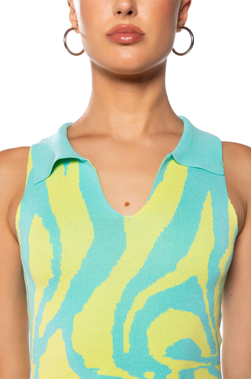 LOST IN TIME COLLARED KNIT TANK TOP