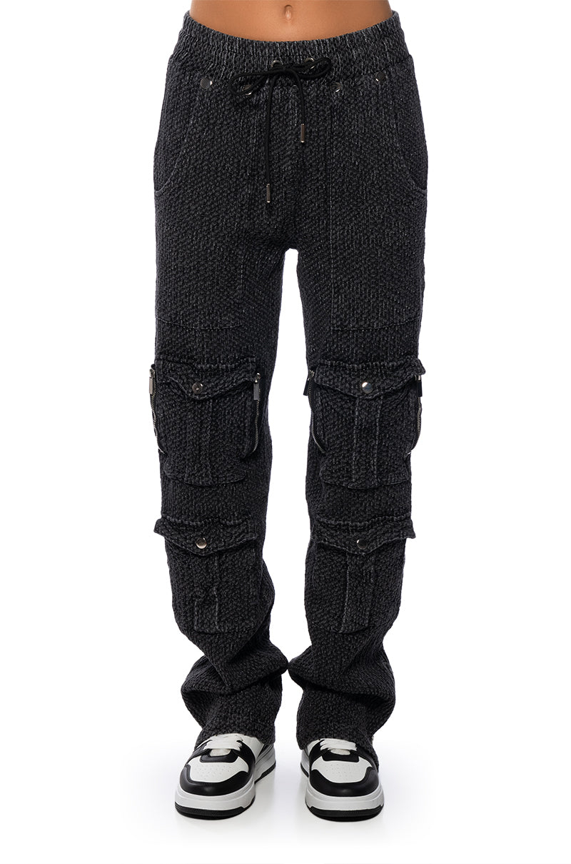 MONTE COZY KNIT POCKET DETAIL JOGGER IN CHARCOAL