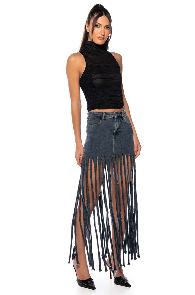 MORA MOCK NECK MESH TOP
