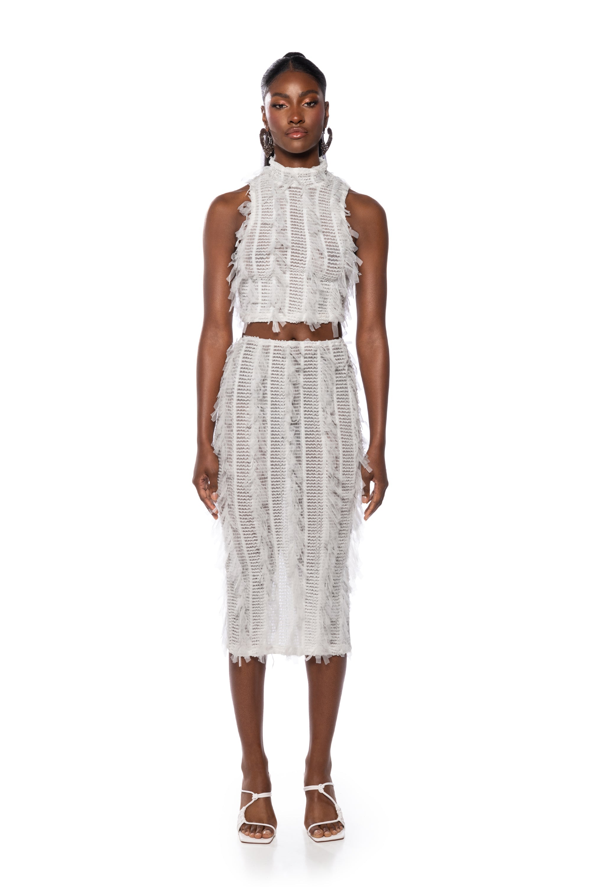 NAOMI MESH SLEEVELESS MOCKNECK TOP
