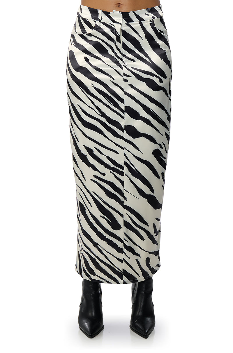 NERA SATIN PRINTED MAXI SKIRT