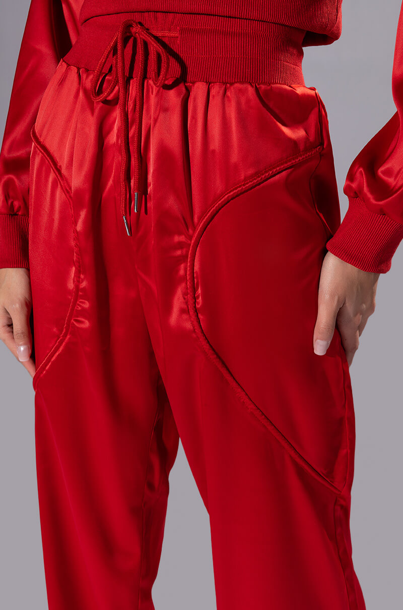 NEVER BORING SATIN DRAWSTRING JOGGER