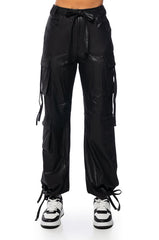 NEXT PLEASE CARGO FAUX LEATHER PANT