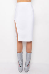 NO SLEEP HIGH SLIT BANDAGE MIDI SKIRT