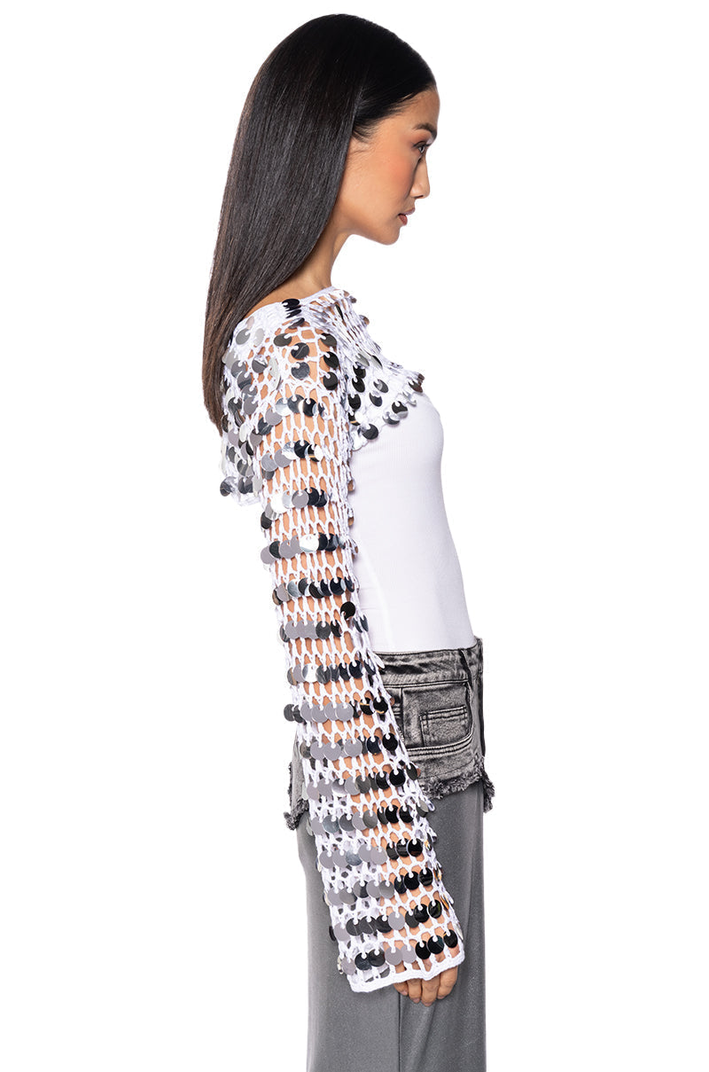 NOVA ULTRA CROP SEQUIN SWEATER