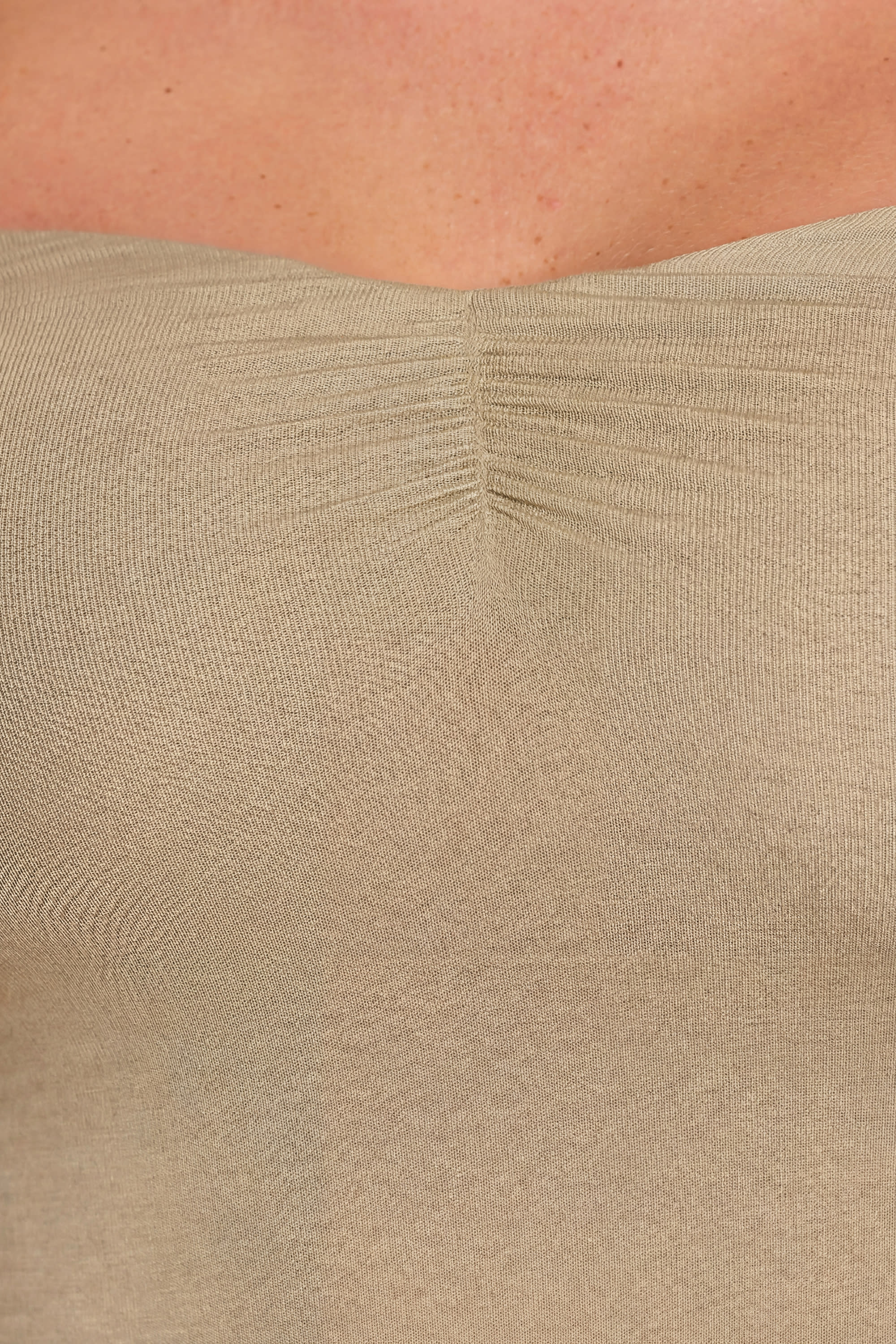 Long Sleeve Off-The-Shoulder Modal Cashmere Blend Maxi Dress in Taupe