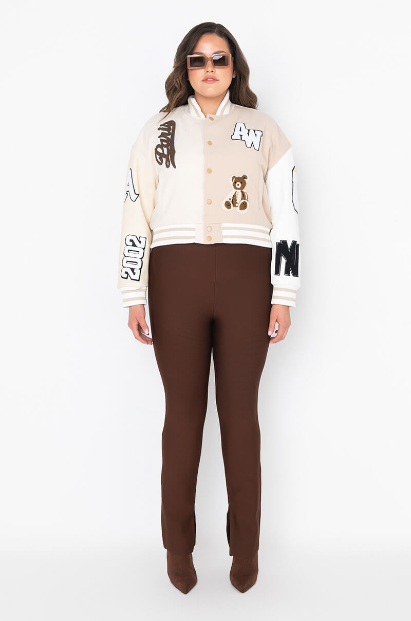 PLUS AZALEA WANG BEIGE RUELA VARSITY JACKET