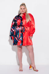 PLUS NONE TO WORRY ABOUT MINI BUTTON UP DRESS